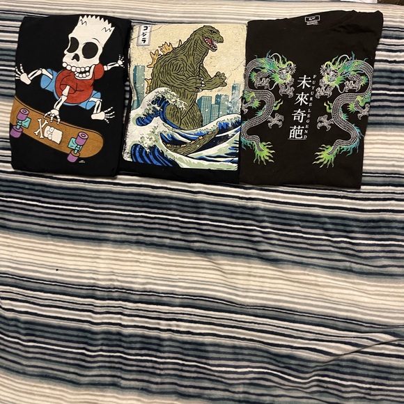 Three Oversized black printed Graphic T-shirts lot - Picture 2 of 5